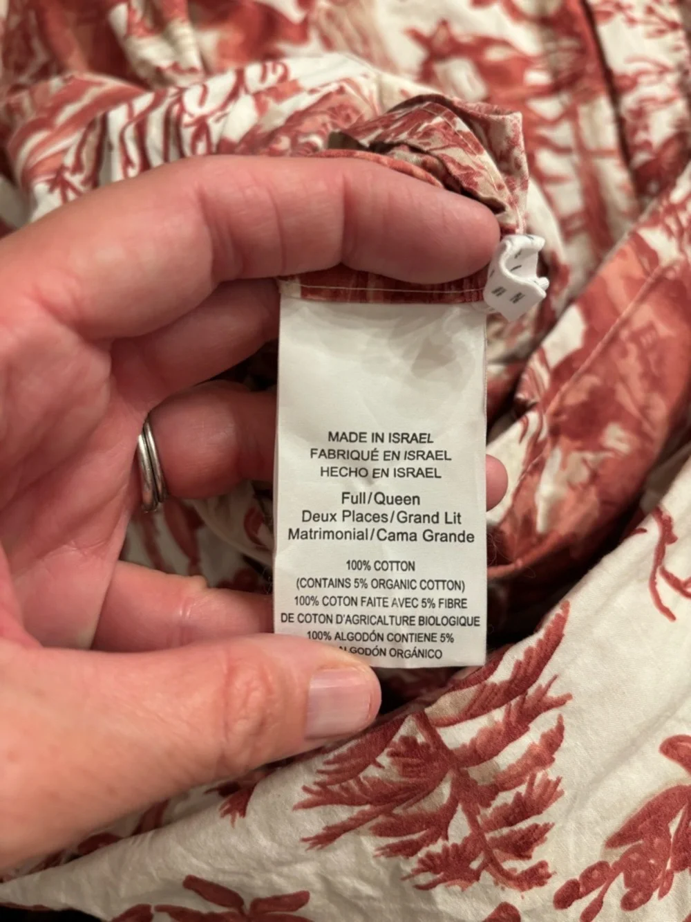 Pottery Barn Woodland Toile Full Queen Duvet Cover + 2 Shams Red Ivory Deer